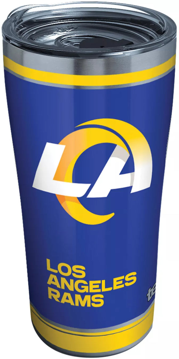 LA Rams--Touchdown Stainless Steel Insulated Tumbler with Clear and Black Hammer Lid, 20 oz