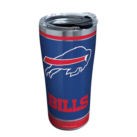 NFL Buffalo Bills- Touchdown Stainless Steel Insulated Tumbler with Clear and Black Hammer Lid, 20 oz