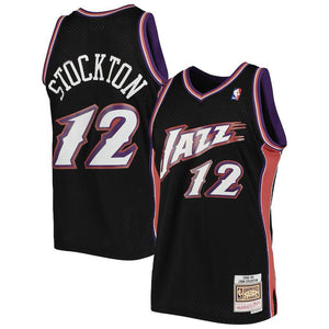 Utah Jazz John Stockton Mitchell & Ness Black 1998/99 Hardwood Classics Swingman Jersey