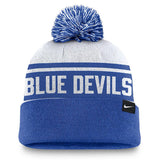 Duke Blue Devils Nike Primetime Peak Cuffed Knit Hat with Pom - White/Royal