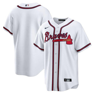 Men's Atlanta Braves Nike White Home Replica with World Series Patch Team Jersey