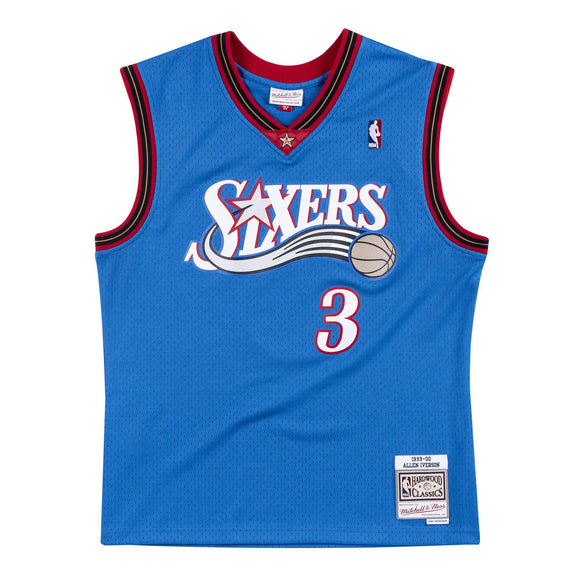 Allen Iverson 76ers Mitchell and Ness Blue Swingman Jersey
