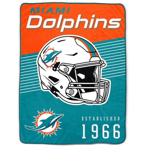 NFL Miami Dolphins 60"x80" Helmet Stripes Throw by Pegasus Sports