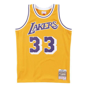 Los Angeles Lakers Kareem Abdul-Jabbar 1984-85 Yellow Mitchell & Ness Men’s Swingman Jersey