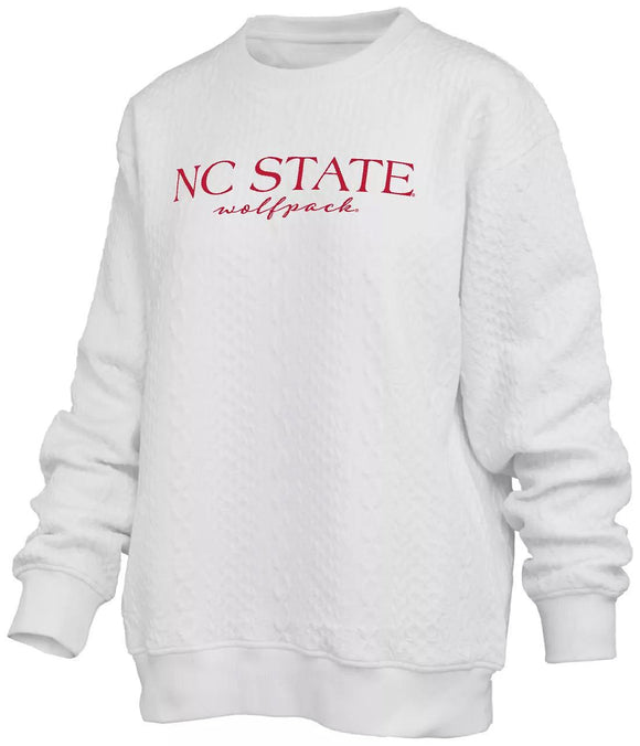 Pressbox Women's UNC Tarheels Ivory Champagne Brandberg Crew Pullover Sweatshirt