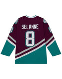 Men's Anaheim Ducks Teemu Selanne Mitchell & Ness Purple Blue Line Player Jersey