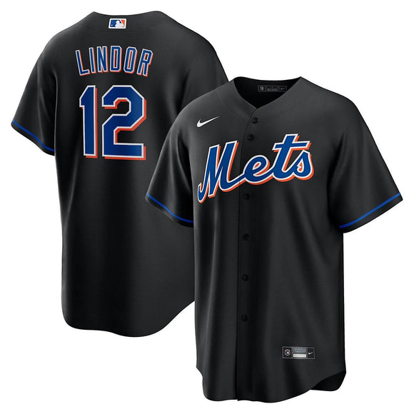 Men's New York Mets Francisco Lindor Nike Black Alternate Replica Player Jersey