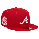 Atlanta Braves 59FIFTY Fitted Hat-Red with White Logo World Series Patch