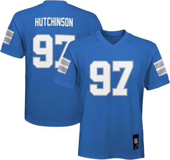 Outerstuff Youth Aidan Hutchinson Blue Detroit Lions Replica Player Jersey