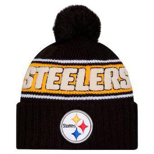 Men's Pittsburgh Steelers Sideline Cuffed Knit Hat with Pom