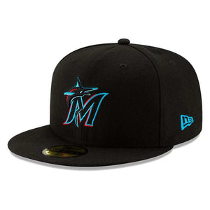 Men's Miami Marlins Black Game Authentic Collection On-Field 59FIFTY Fitted Hat