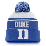 Duke Blue Devils Nike Primetime Peak Cuffed Knit Hat with Pom - White/Royal