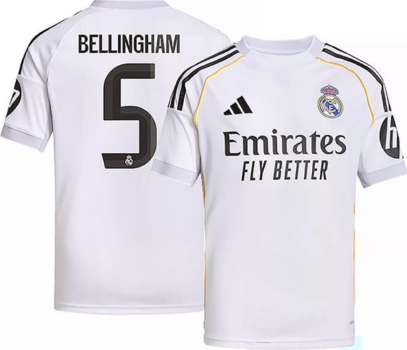 Jude Bellingham Real Madrid adidas Youth 2025/26 Home Replica Jersey - White