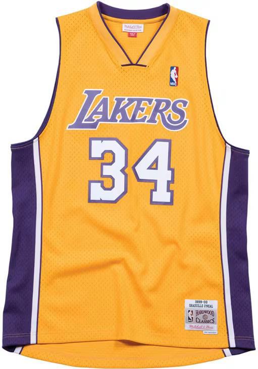 Los Angeles Lakers Shaquille O'neal 1999-2000 Yellow Mitchell & Ness Men’s Swingman Jersey