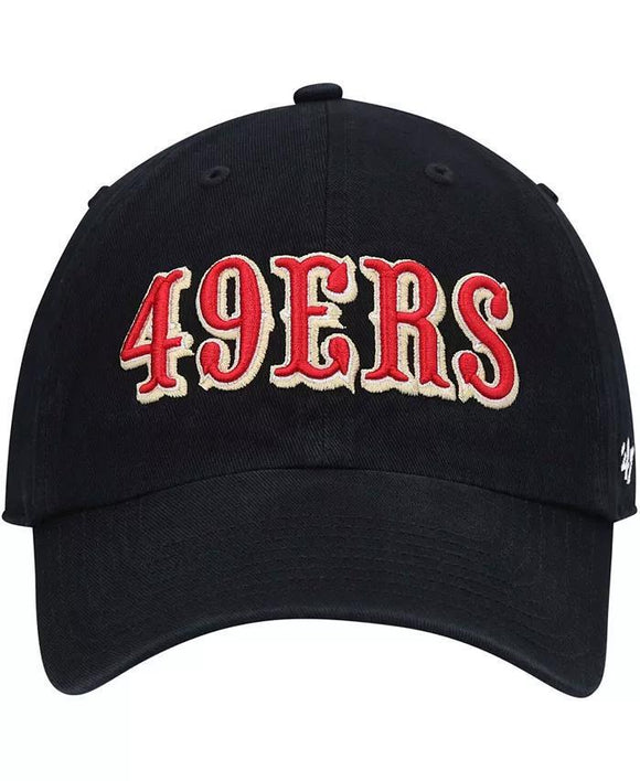 '47 Brand San Francisco 49ers Script Logo Black Clean Up Adjustable Hat