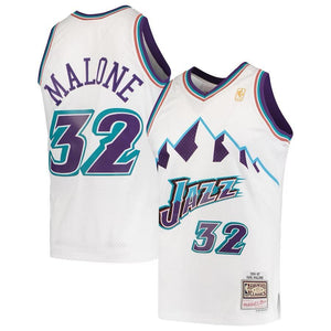 Utah Jazz Malone White 1996-97 Mitchell and Ness Swingman Jersey