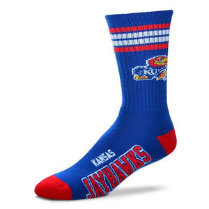 KANSAS UNIVERSITY JAYHAWKS - 4 STRIPE DEUCE SOCKS