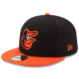 Men's Baltimore Orioles New Era Black/Orange Road Authentic Collection On-Field 59FIFTY Fitted Hat