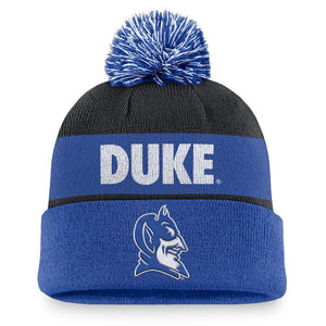 Duke Blue Devils Nike Primetime Peak Cuffed Knit Hat with Pom - Black/Royal