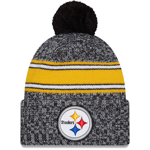 Men's New Era Pittsburgh Steelers 2023 Sideline Cuffed Knit Hat With Pom