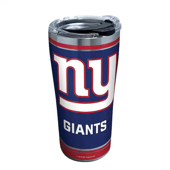 NFL New York Giants- Touchdown Stainless Steel Insulated Tumbler with Clear and Black Hammer Lid, 20 oz