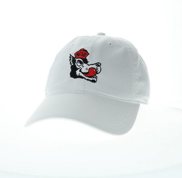 NC State Wolfpack Slobbering Wolf Vintage EZA Hat- White