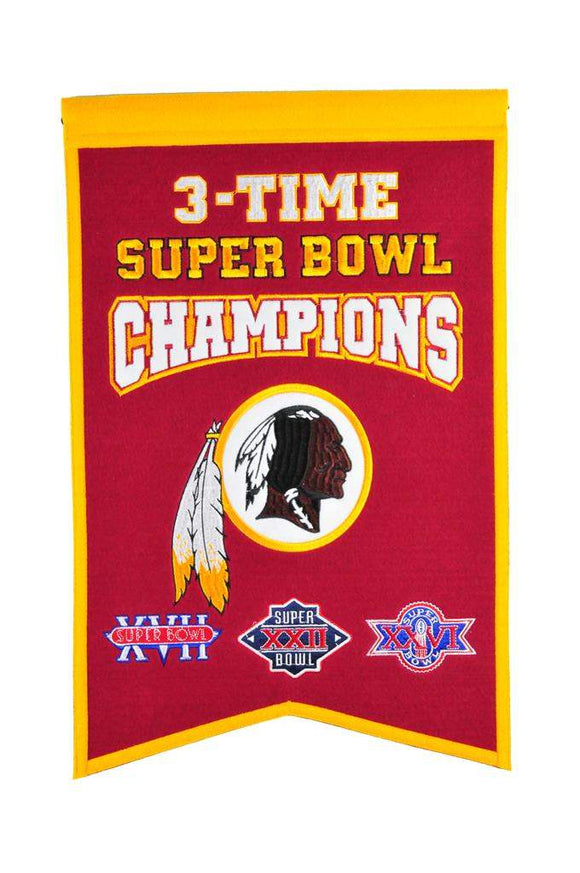 Washington Redskins 3x Super Bowl Champs Banner