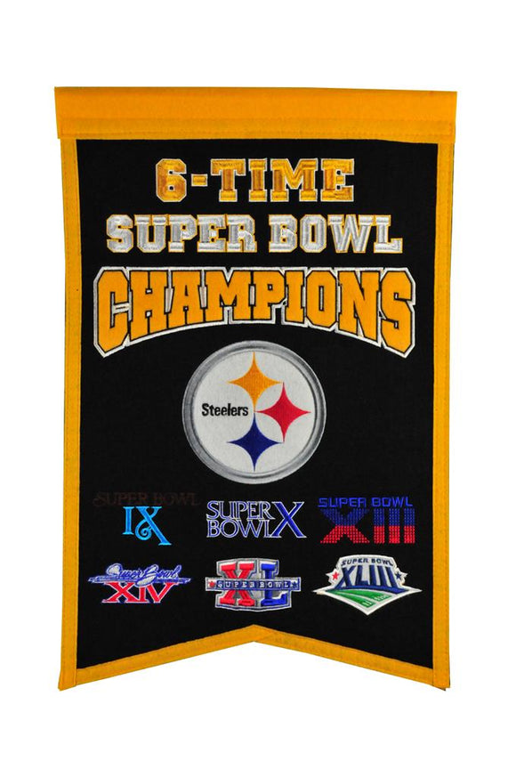 Pittsburgh Steelers 6x Super Bowl Champs Banner