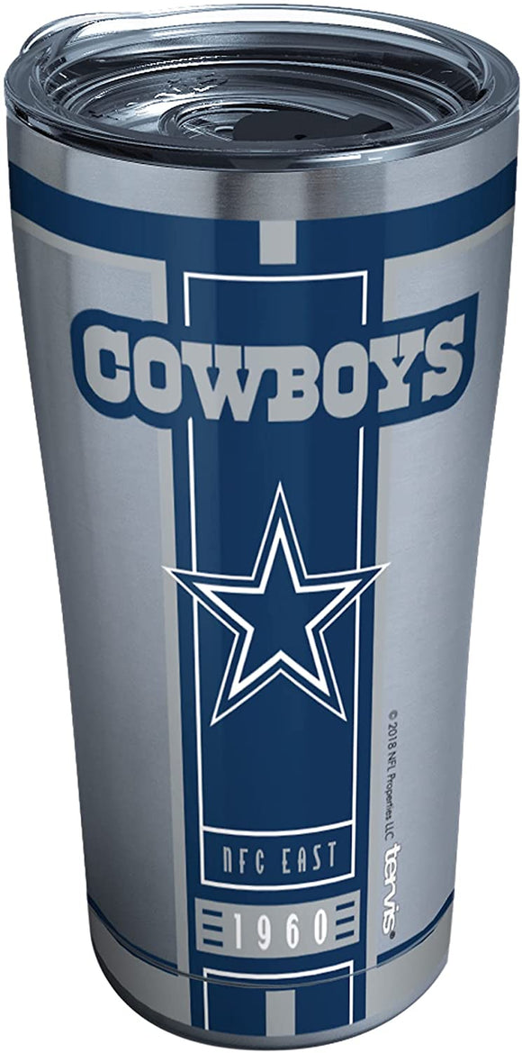 Tervis NFL Dallas Cowboys Blitz Stainless Steel Insulated Tumbler with Clear and Black Hammer Lid, 20 oz, Silver