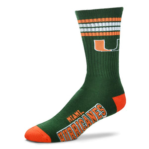 University of Miami Hurricanes FBF 4 Stripe Deuce Socks
